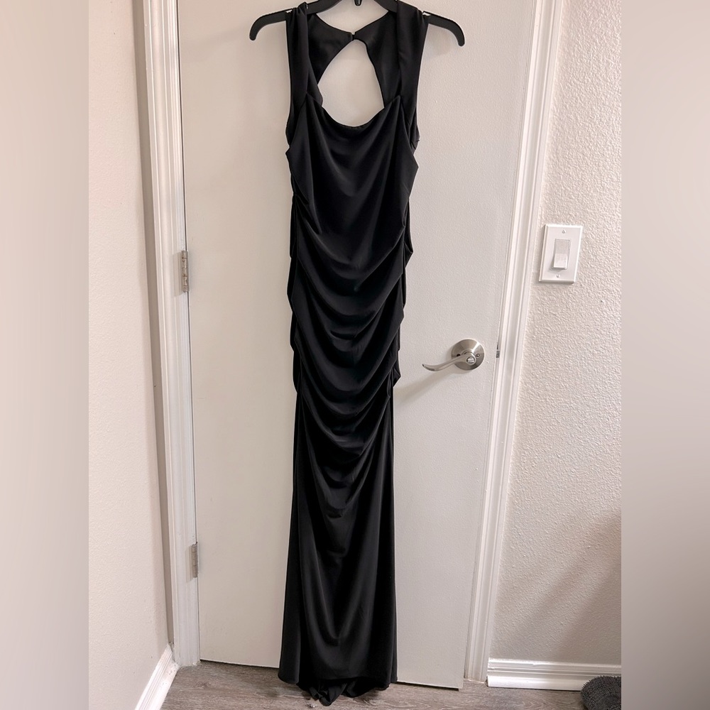 NWOT ADRIANNA PAPELL BLACK GOWN COCKTAIL DRESS/LONG/STRETCH MATERIAL/4US-40IT